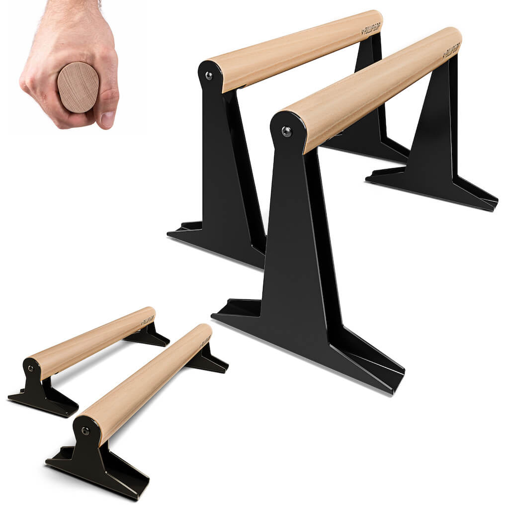 Wooden Parallettes With Ergonomic Wooden Handle