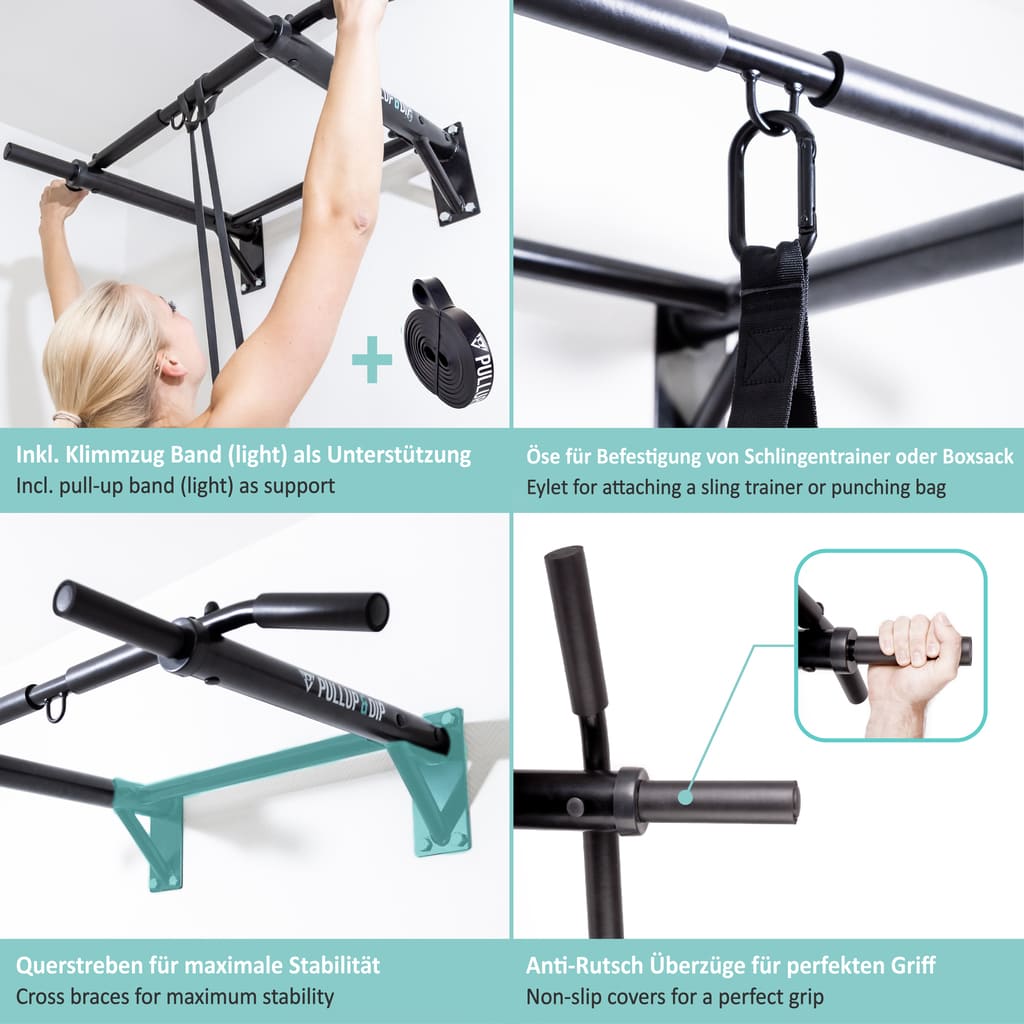 Wall Mounted Pull-Up Bar incl. Pull-Up Band