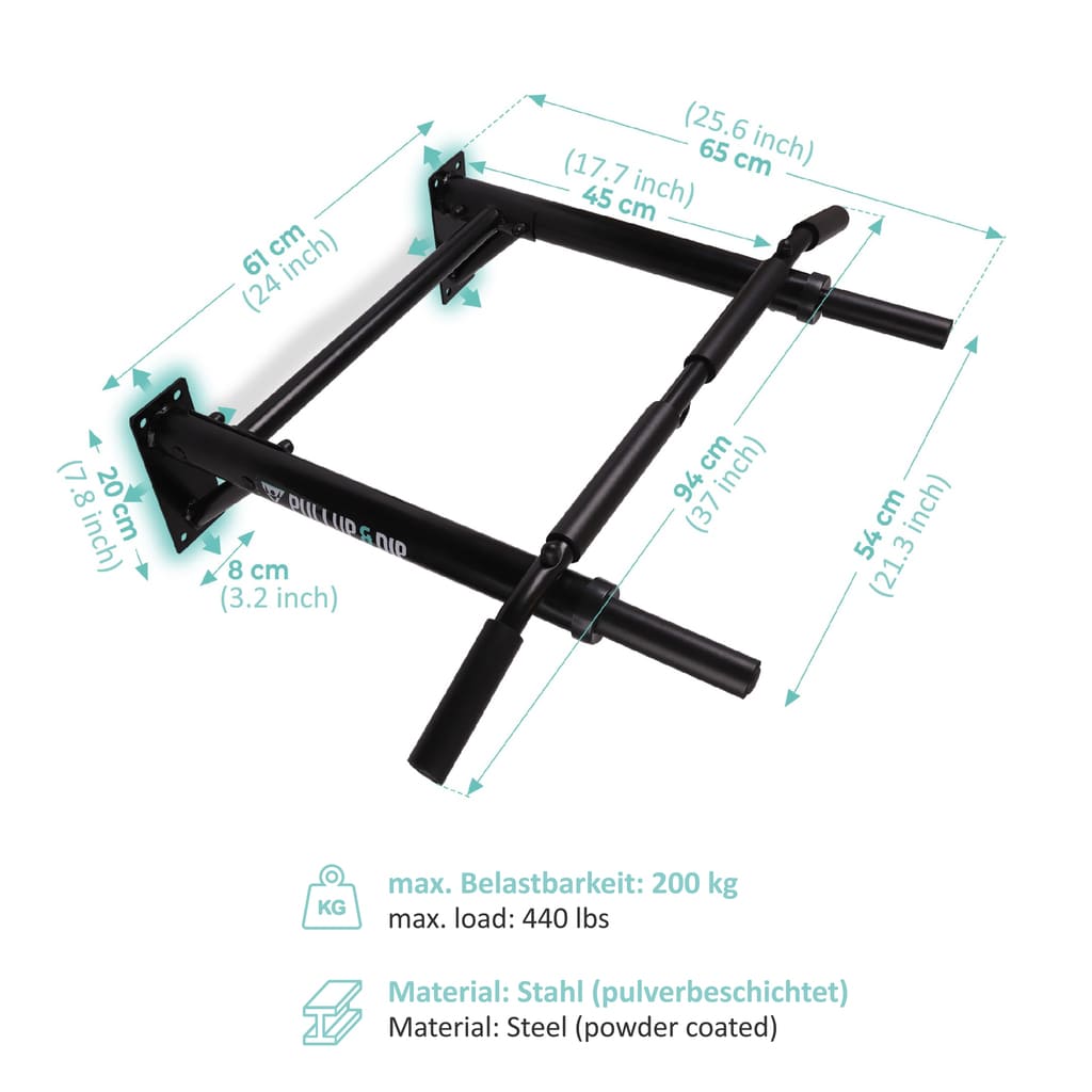 Wall Mounted Pull-Up Bar incl. Pull-Up Band