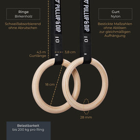 Wooden Pull-up Bar & Gymnastic Rings Set