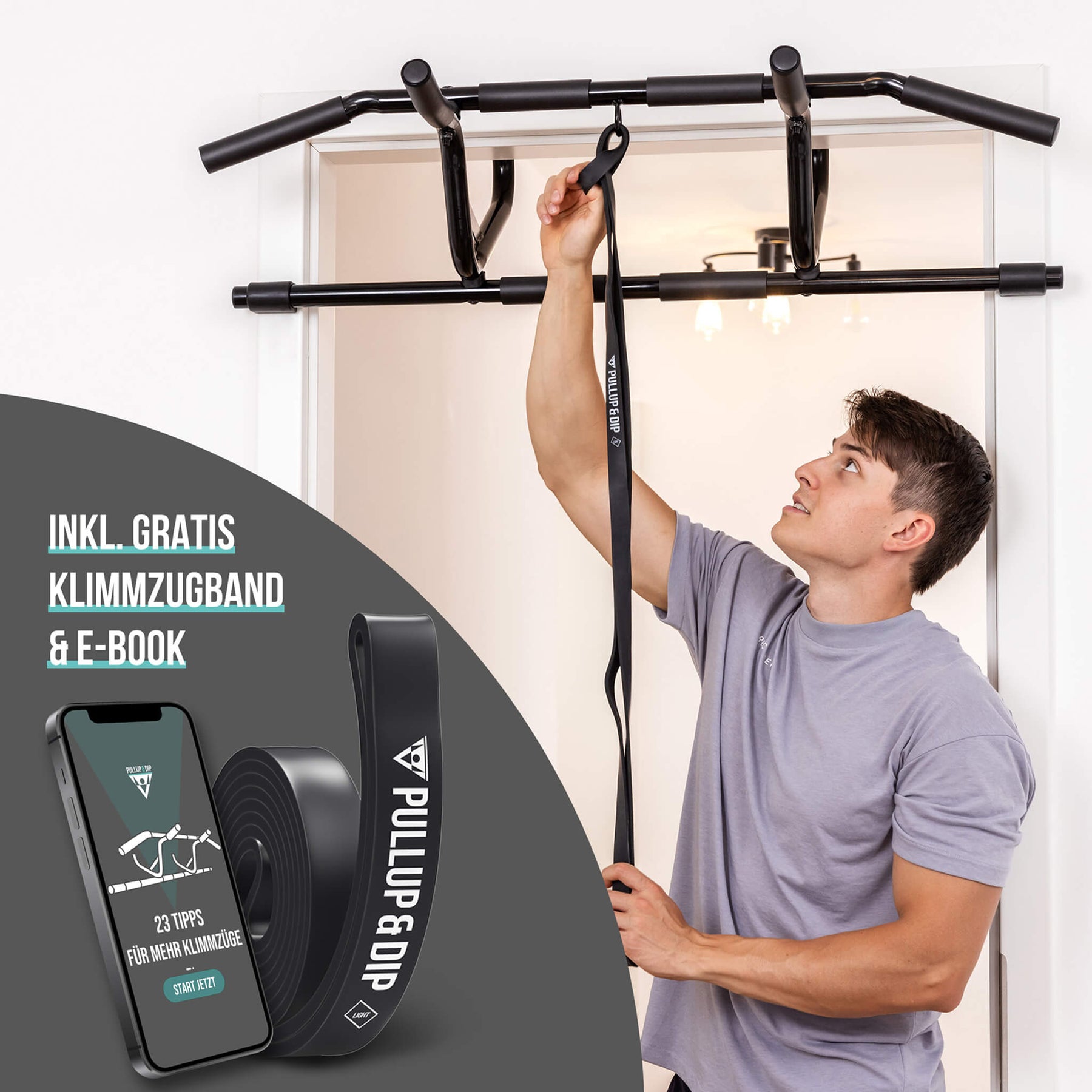 Doorway Pull-Up Bar For The Door Frame Incl. Pull-Up Band