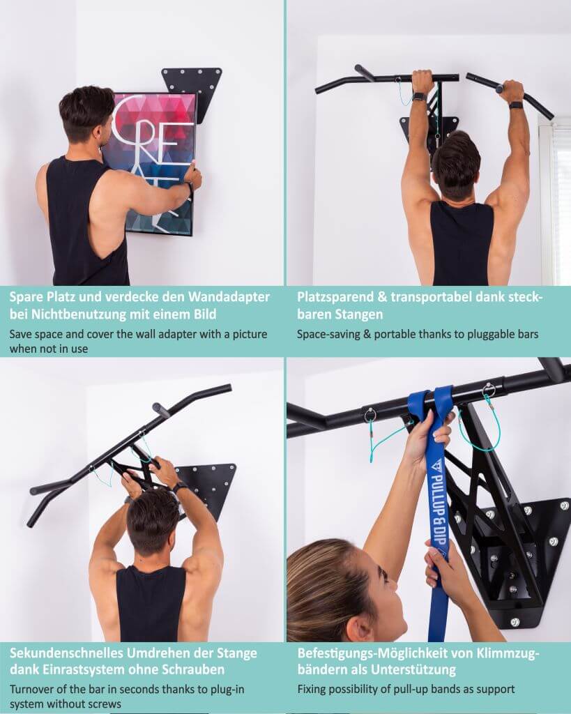 Pull-Up and Dip Bar For Wall Mount