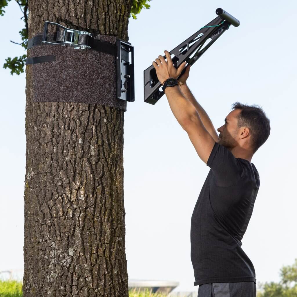 Tension belt for outdoor installation of Pullup & Dip bar
