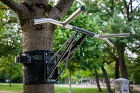 Outdoor adapter for the outdoor installation of Pullup & Dip bar, black steel version
