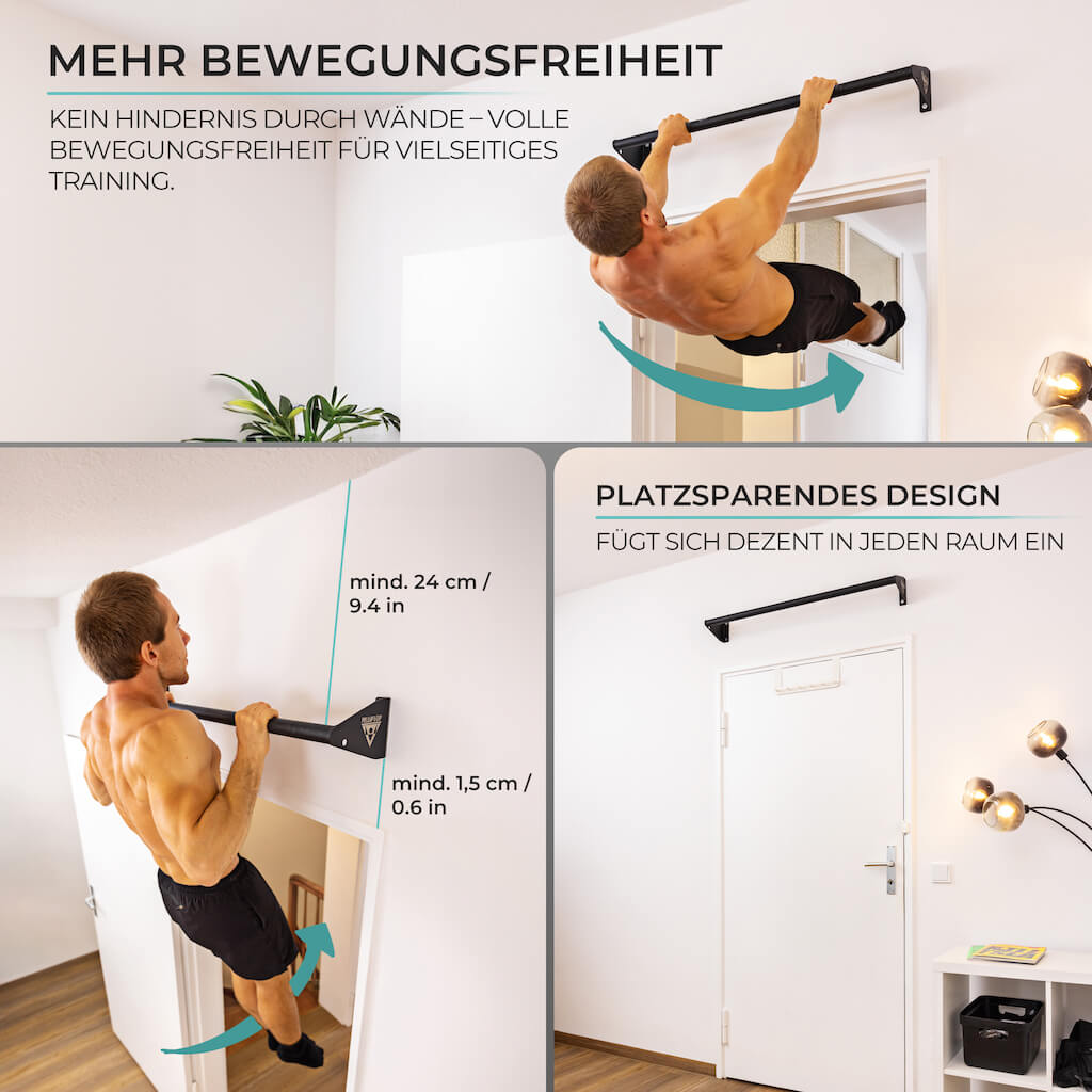 Pull-up bar for wall mounting above door frame set