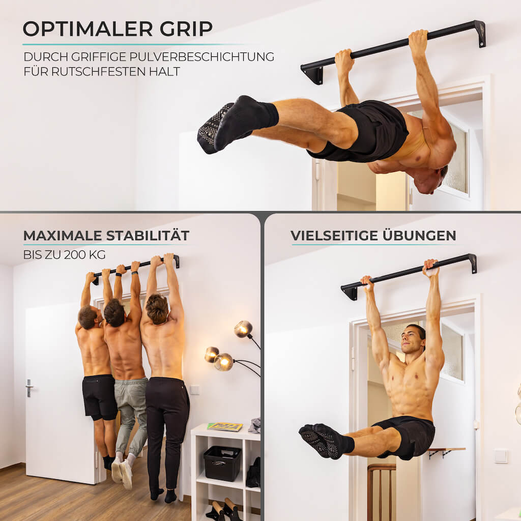 Pull-up bar for wall mounting above door frame set