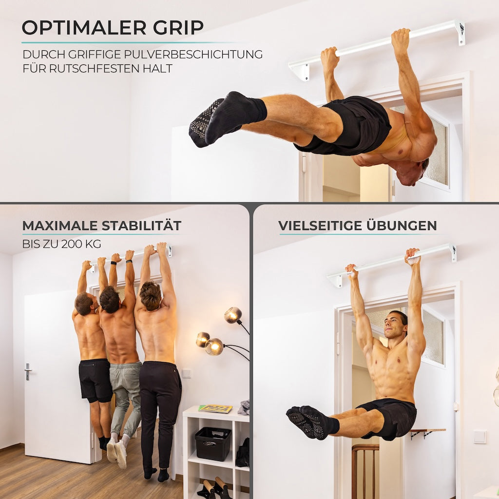 Pull-up bar for wall mounting above door frame set