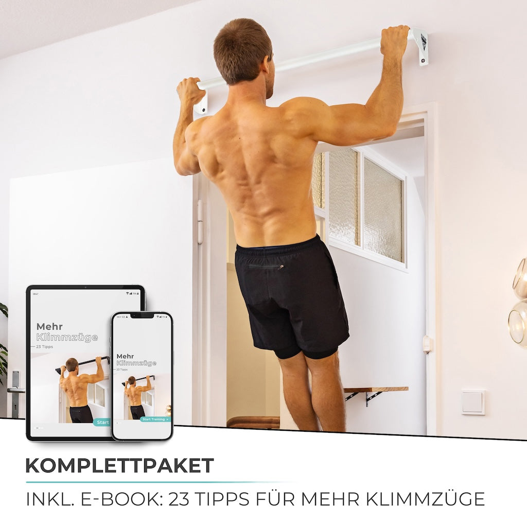 Pull-up bar for wall mounting above door frame set