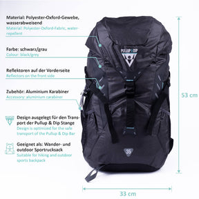 Sports Backpack 35L for Accessories and Pullup & Dip Bar