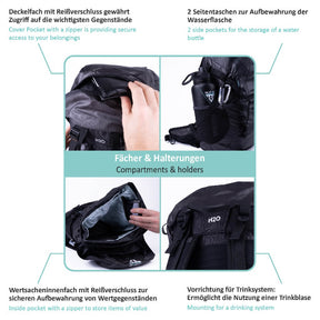 Sports Backpack 35L for Accessories and Pullup & Dip Bar