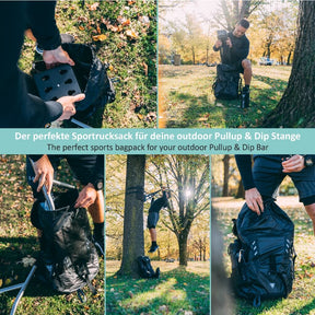 Sports Backpack 35L for Accessories and Pullup & Dip Bar