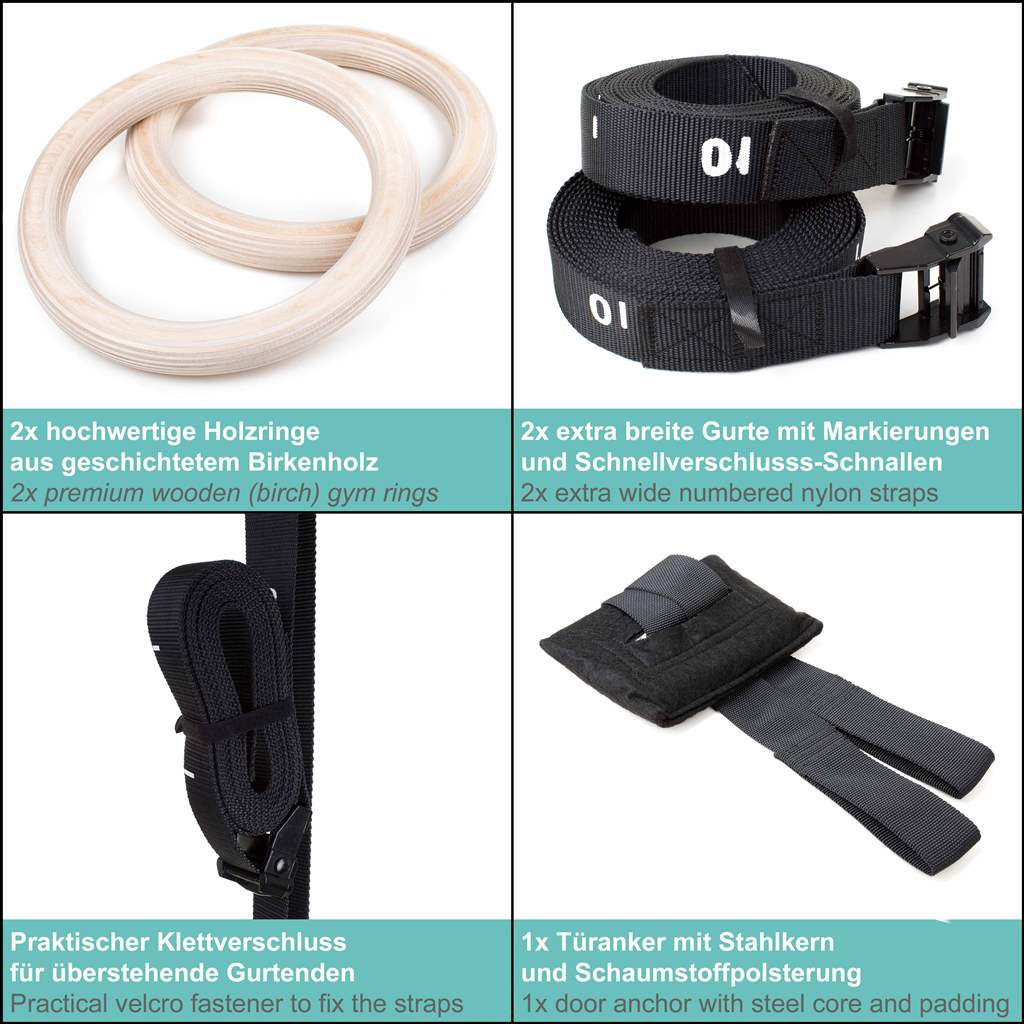 Gym Rings and Resistance Bands Set