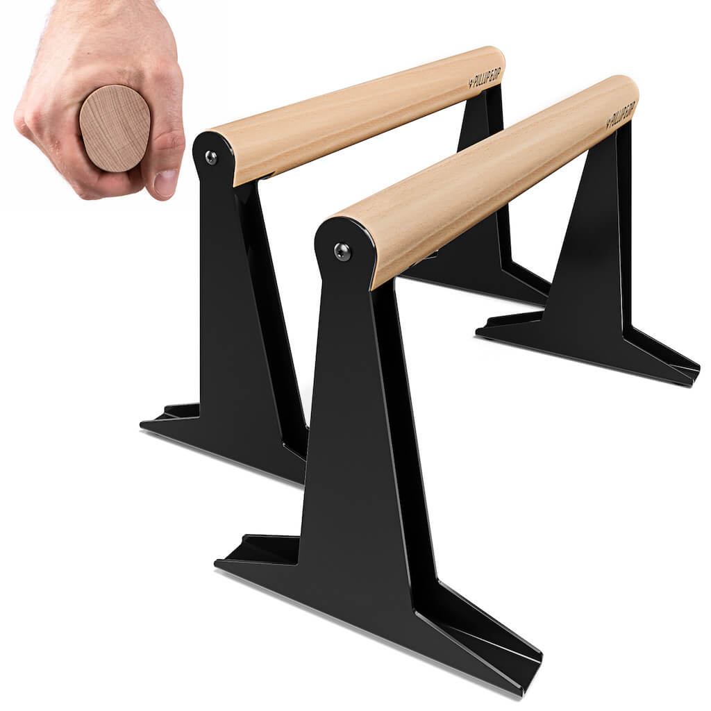 Wooden Parallettes With Ergonomic Wooden Handle