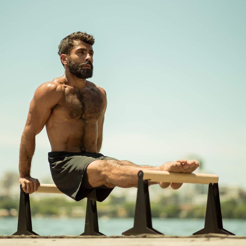 Wooden Parallettes With Ergonomic Wooden Handle