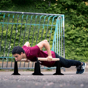 Wooden Parallettes With Ergonomic Wooden Handle