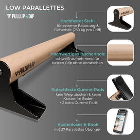 Wooden Parallettes With Ergonomic Wooden Handle