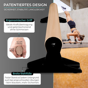 Wooden Parallettes With Ergonomic Wooden Handle