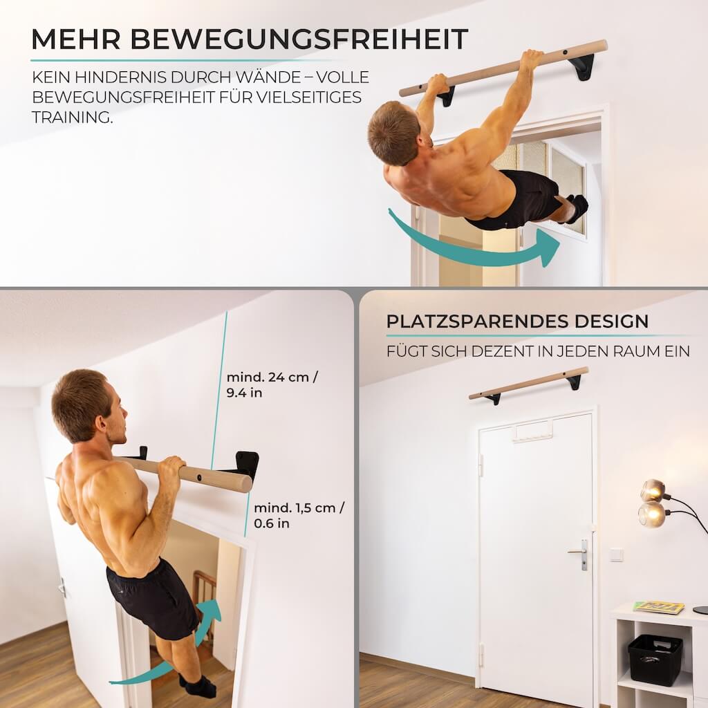 Wooden Pull-up Bar for Wall Mounting above Door Frame