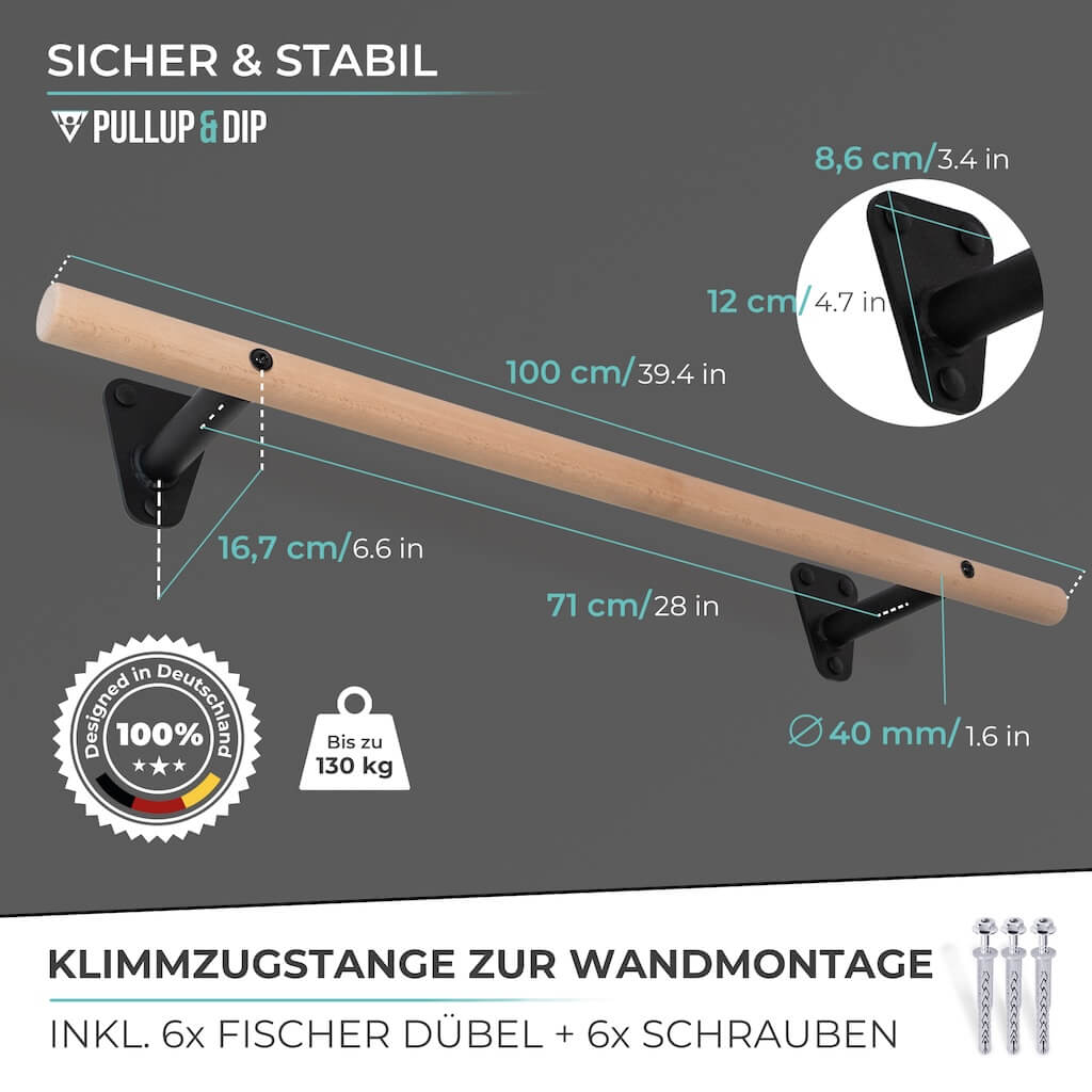 Wooden Pull-up Bar for Wall Mounting above Door Frame