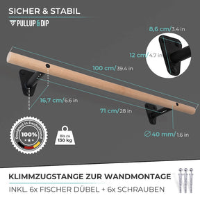 Wooden Pull-up Bar for Wall Mounting above Door Frame