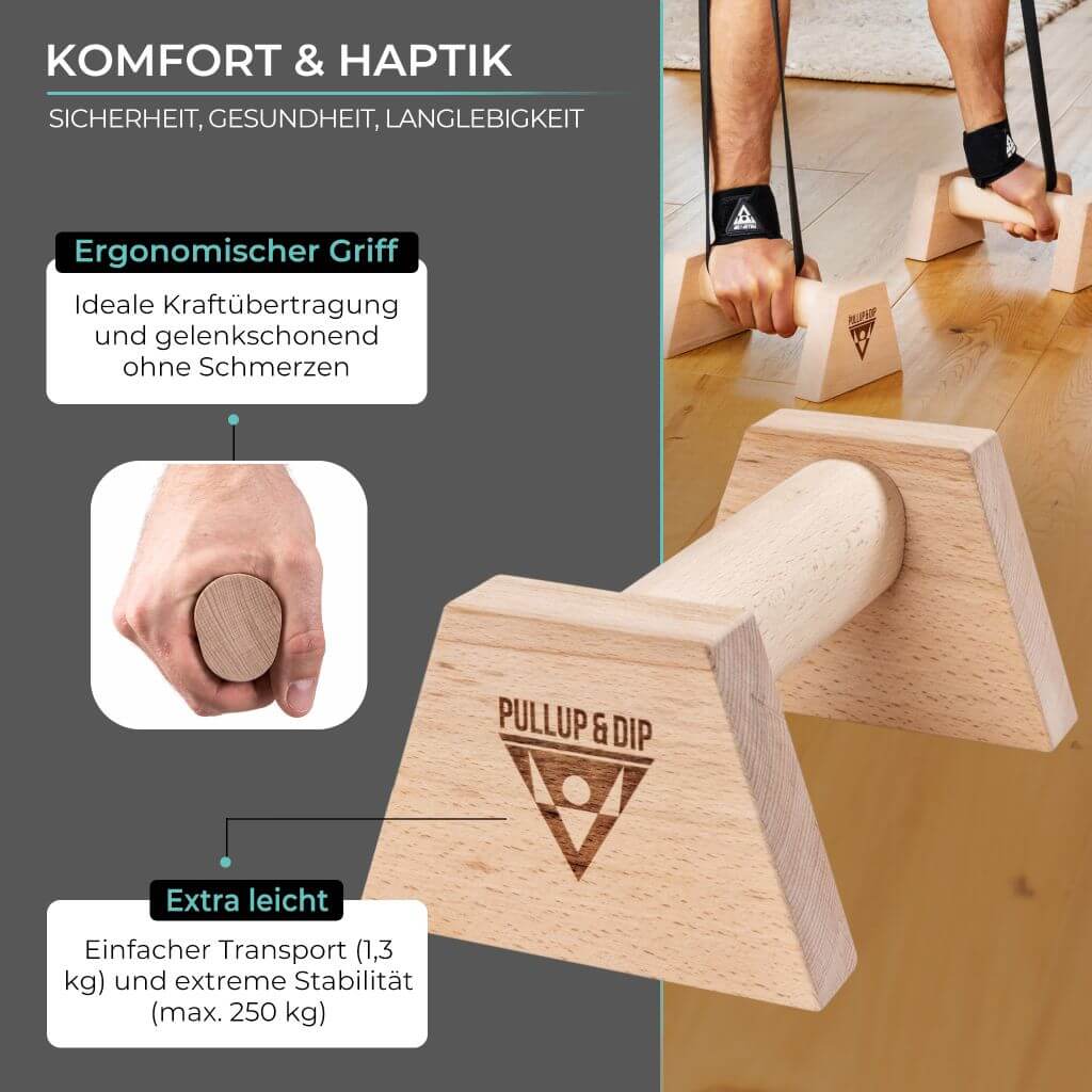 Wooden Push-up Handles incl. Wrist Wraps