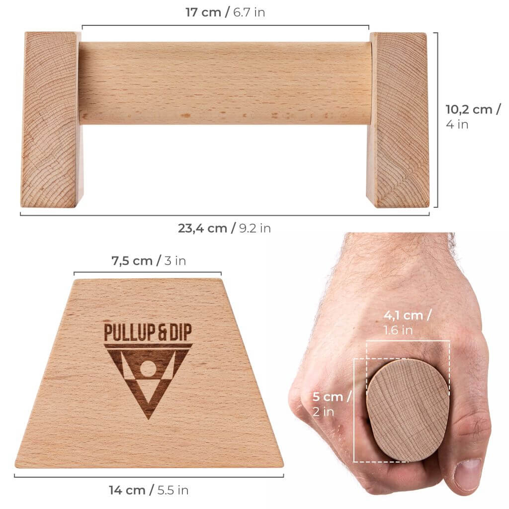 Wooden Push-up Handles incl. Wrist Wraps